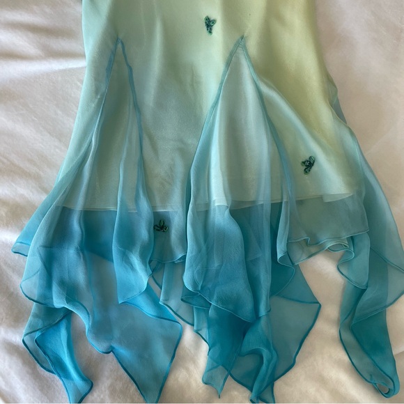 ❄️SOLD❄️ Vintage 90s Y2K Silk Beaded Fairycore Tinkerbell Whimsical Dress S M - Picture 7 of 12